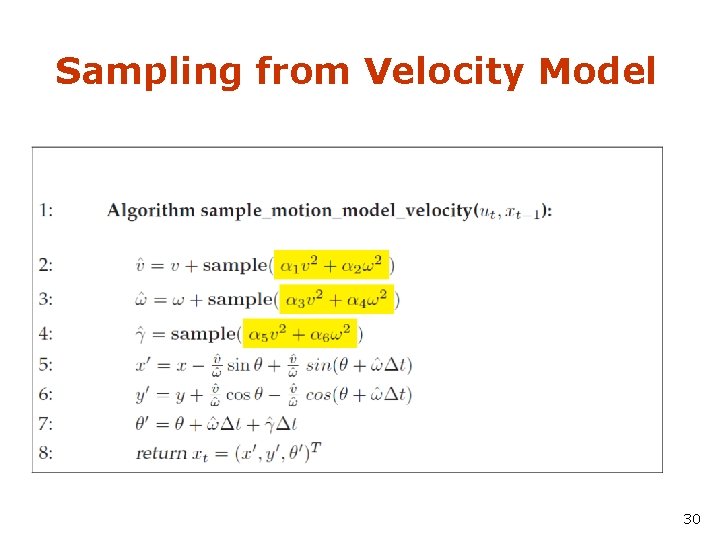 Sampling from Velocity Model 30 