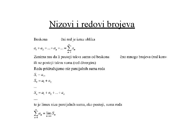 Nizovi i redovi brojeva 