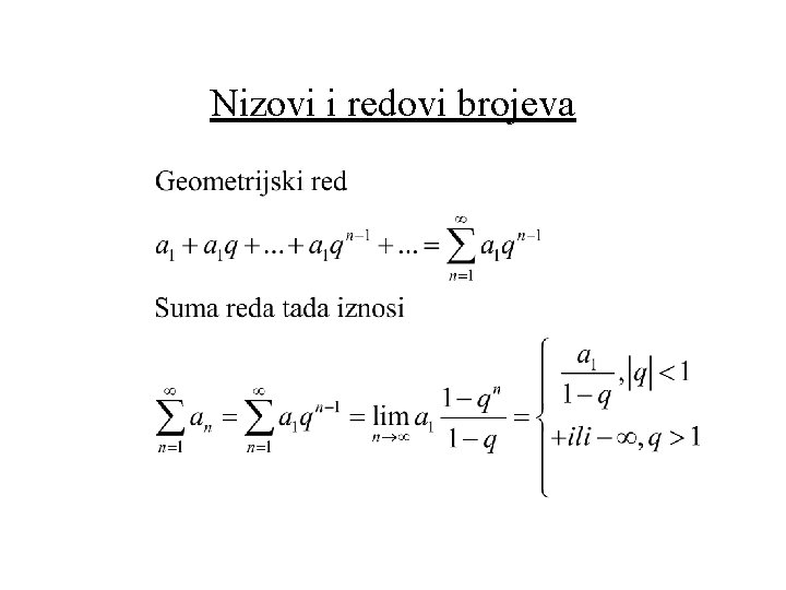 Nizovi i redovi brojeva 