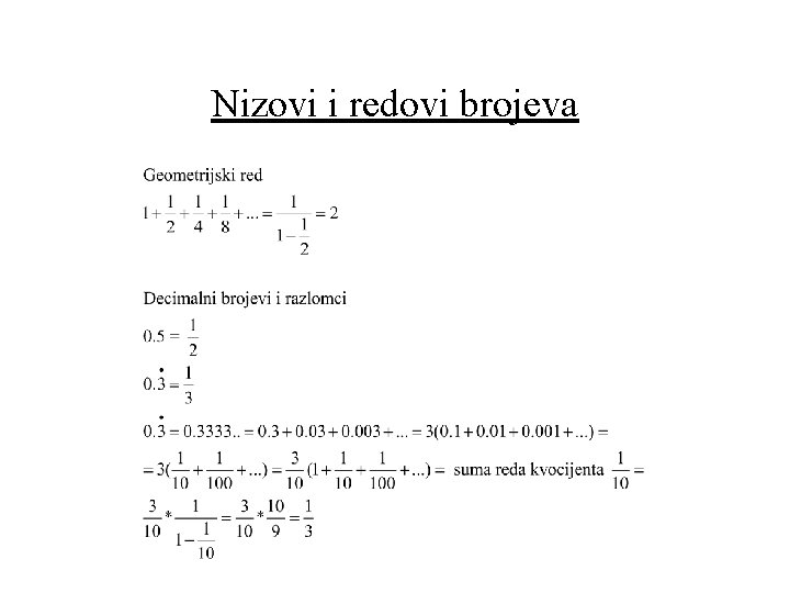 Nizovi i redovi brojeva 