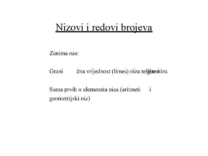 Nizovi i redovi brojeva 