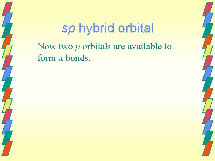 sp hybrid orbital Now two p orbitals are available to form π bonds. 