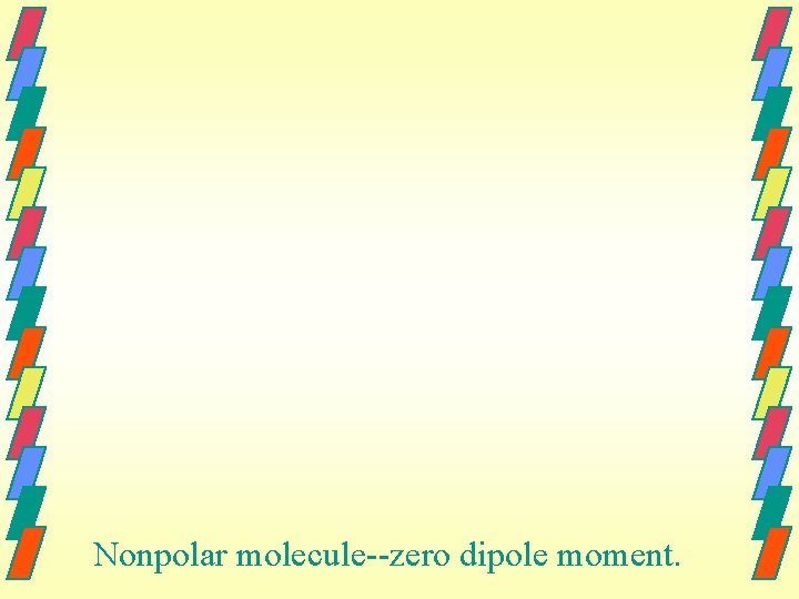 Nonpolar molecule--zero dipole moment. 