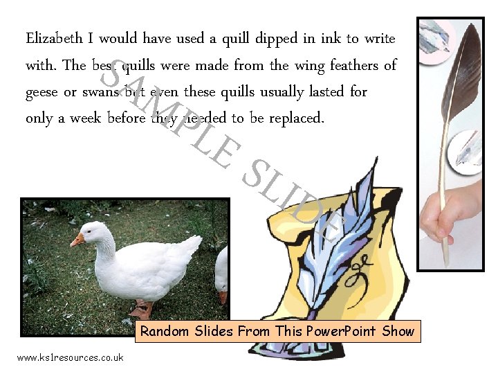 Elizabeth I would have used a quill dipped in ink to write with. The