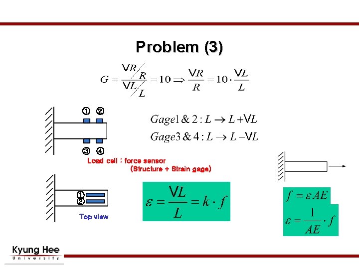 Problem (3) ① ② ③ ④ Load cell : force sensor (Structure + Strain Problem (3) ① ② ③ ④ Load cell : force sensor (Structure + Strain