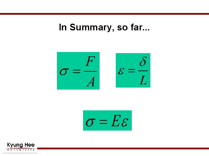 In Summary, so far. . . In Summary, so far. . .