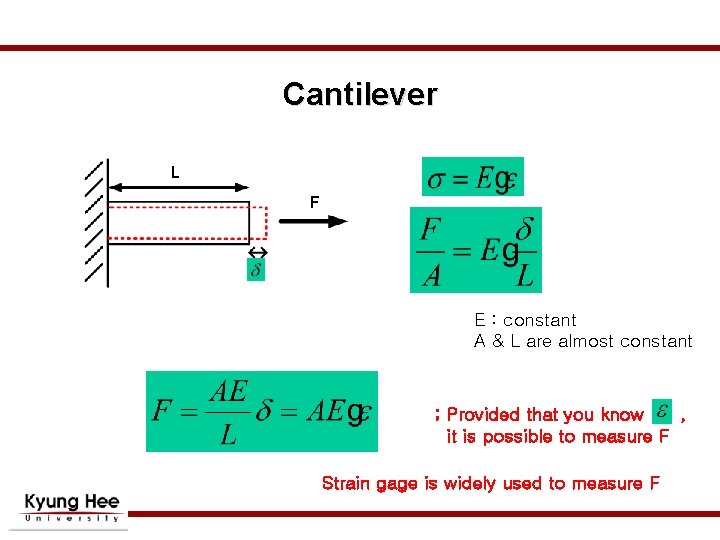 Cantilever L F E : constant A & L are almost constant ; Provided Cantilever L F E : constant A & L are almost constant ; Provided