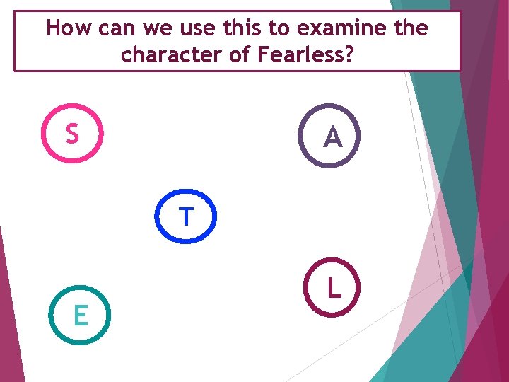 How can we use this to examine the character of Fearless? S A T