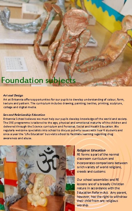 Foundation subjects Art and Design Art at Britannia offers opportunities for our pupils to