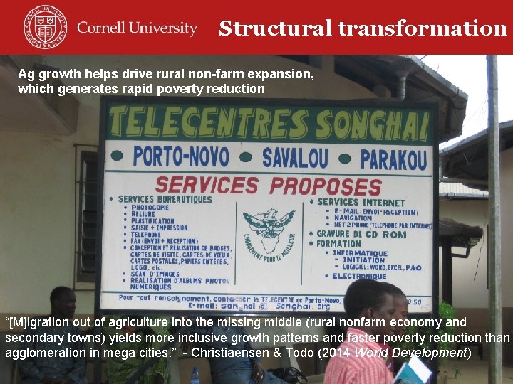Rural non-farm Structural economy transformation Ag growth helps drive rural non-farm expansion, which generates