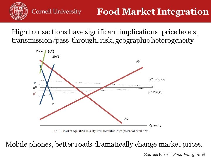 Food Market Integration High transactions have significant implications: price levels, transmission/pass-through, risk, geographic heterogeneity