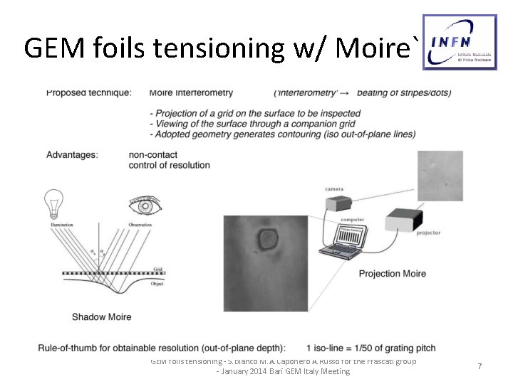GEM foils tensioning w/ Moire` GEM foils tensioning - S. Bianco M. A. Caponero
