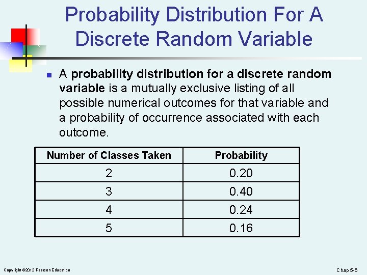 Probability Distribution For A Discrete Random Variable n A probability distribution for a discrete