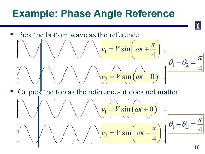 Example: Phase Angle Reference • Pick the bottom wave as the reference • Or