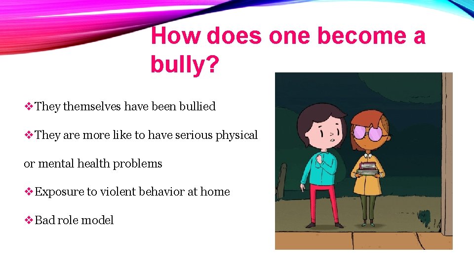 How does one become a bully? v. They themselves have been bullied v. They