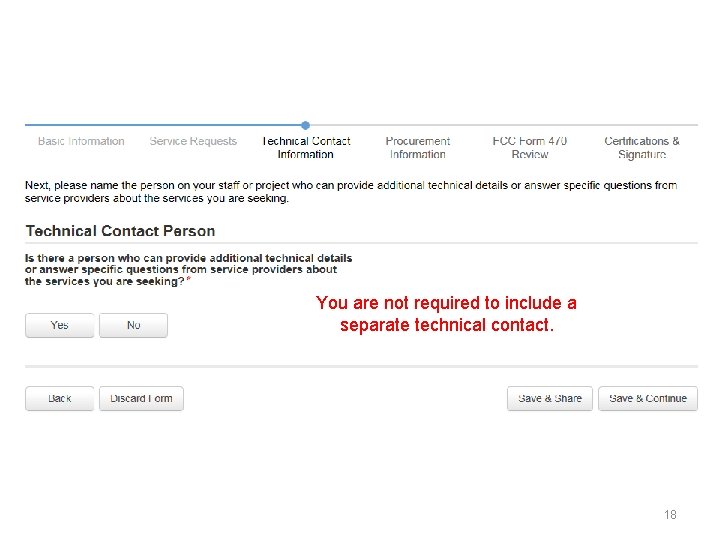 You are not required to include a separate technical contact. 18 