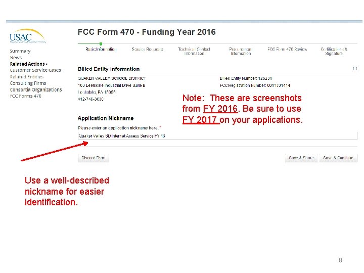 Note: These are screenshots from FY 2016. Be sure to use FY 2017 on