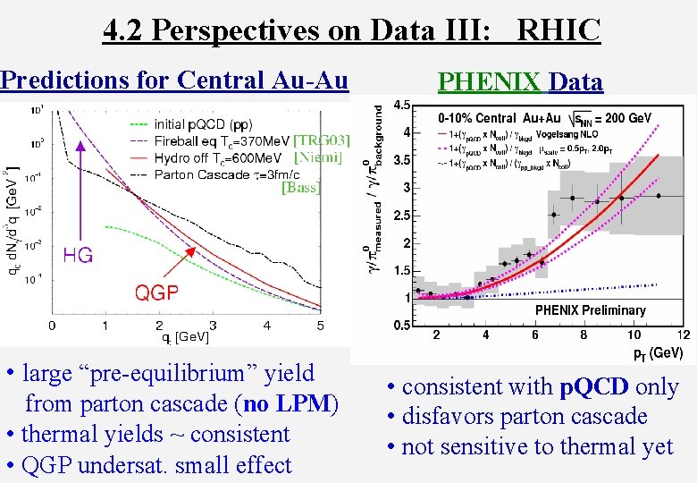 4. 2 Perspectives on Data III: RHIC Predictions for Central Au-Au • large “pre-equilibrium”