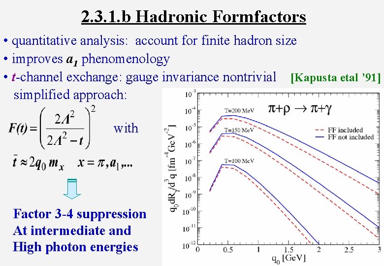 2. 3. 1. b Hadronic Formfactors • quantitative analysis: account for finite hadron size