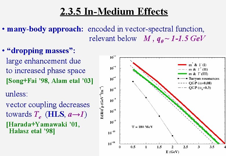 2. 3. 5 In-Medium Effects • many-body approach: encoded in vector-spectral function, relevant below
