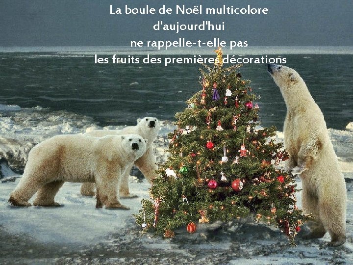 La boule de Noël multicolore d'aujourd'hui ne rappelle-t-elle pas les fruits des premières décorations