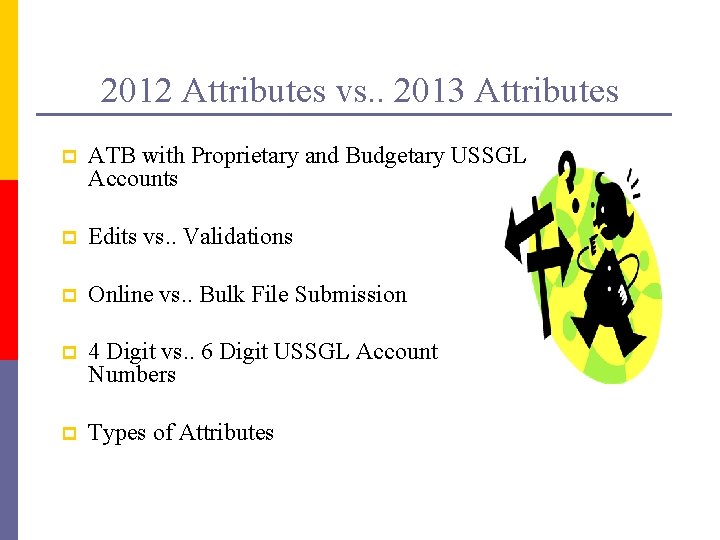 2012 Attributes vs. . 2013 Attributes p ATB with Proprietary and Budgetary USSGL Accounts