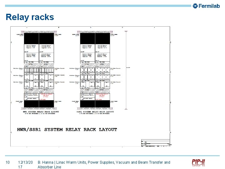 Relay racks 10 12/13/20 17 B. Hanna | Linac Warm Units, Power Supplies, Vacuum