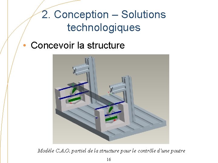 2. Conception – Solutions technologiques • Concevoir la structure Modèle C. A. O. partiel