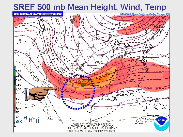 SREF 500 mb Mean Height, Wind, Temp 