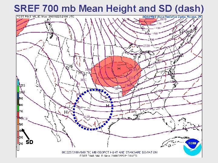 SREF 700 mb Mean Height and SD (dash) SD 