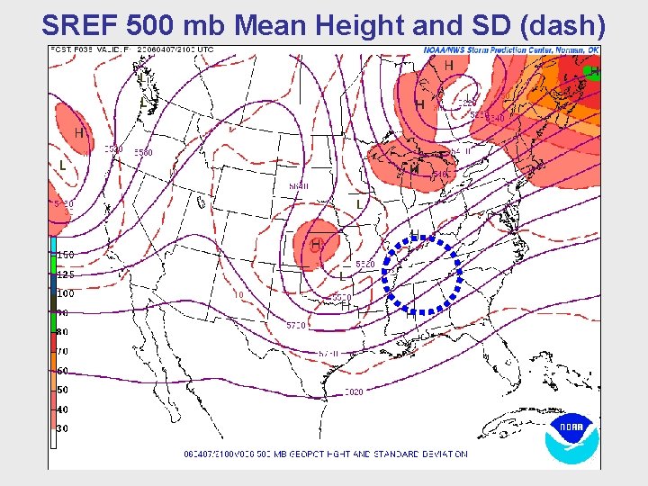 SREF 500 mb Mean Height and SD (dash) 