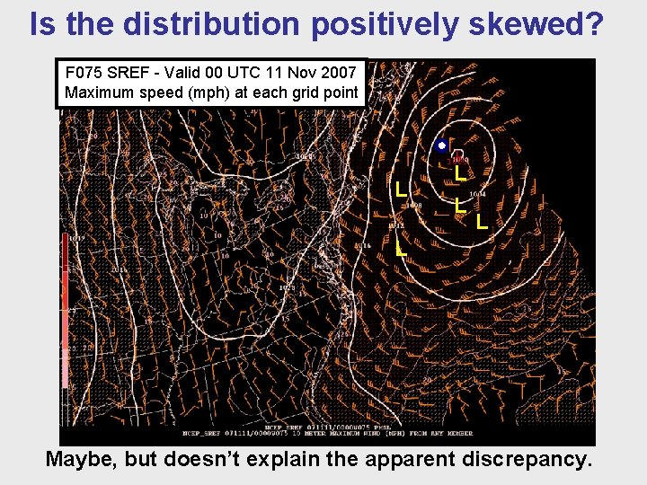 Is the distribution positively skewed? F 075 SREF - Valid 00 UTC 11 Nov
