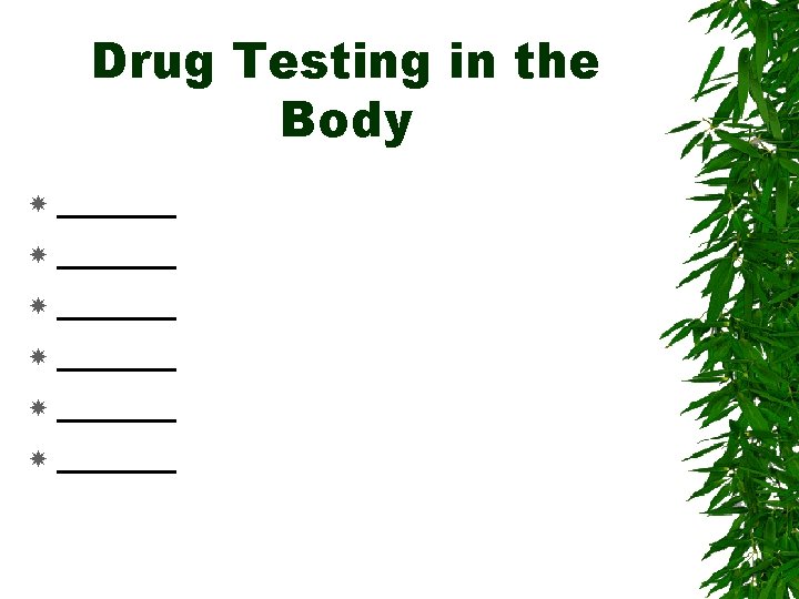 Drug Testing in the Body ______ ______ 
