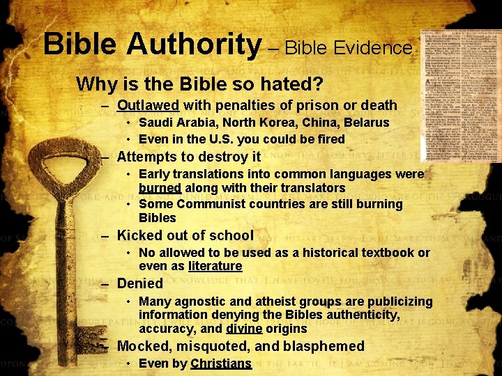 Bible Authority – Bible Evidence Why is the Bible so hated? – Outlawed with