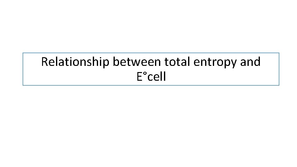 Relationship between total entropy and E°cell 