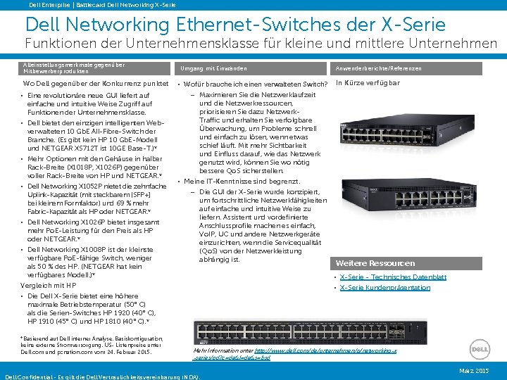 Dell Enterprise | Battlecard Dell Networking X-Serie Dell Networking Ethernet-Switches der X-Serie Funktionen der