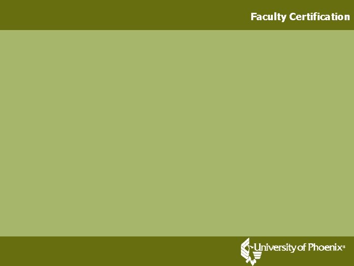 Faculty Certification 