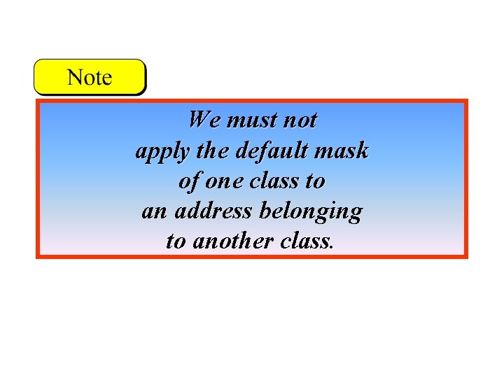 We must not apply the default mask of one class to an address belonging