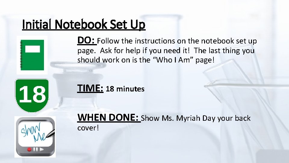 Initial Notebook Set Up DO: Follow the instructions on the notebook set up page.