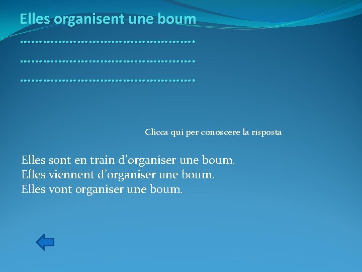 Elles organisent une boum ………………………………………. Clicca qui per conoscere la risposta Elles sont en
