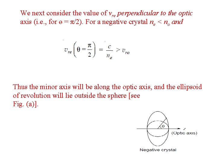 We next consider the value of vre perpendicular to the optic axis (i. e.