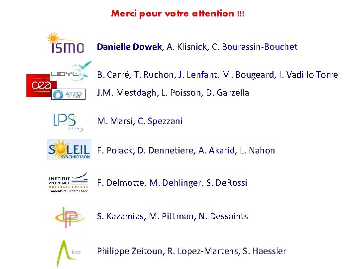 Merci pour votre attention !!! Danielle Dowek, A. Klisnick, C. Bourassin-Bouchet B. Carré, T.