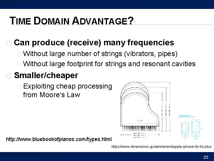 TIME DOMAIN ADVANTAGE? � Can produce (receive) many frequencies Without large number of strings