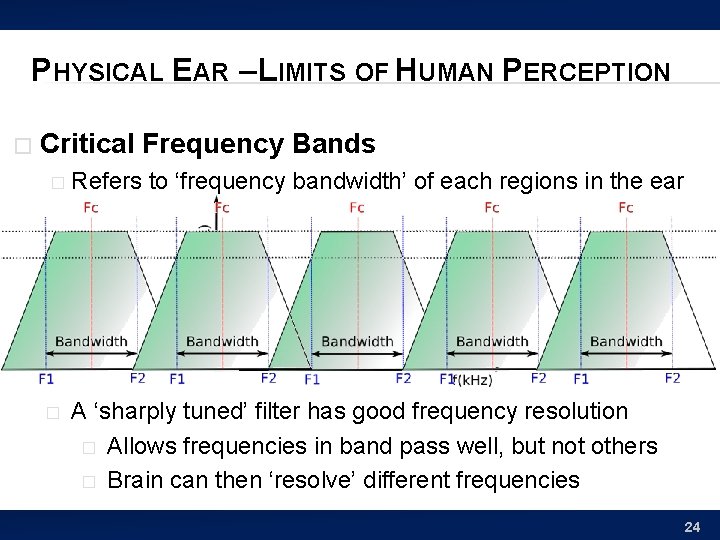 PHYSICAL EAR – LIMITS OF HUMAN PERCEPTION � Critical Frequency Bands � Refers to