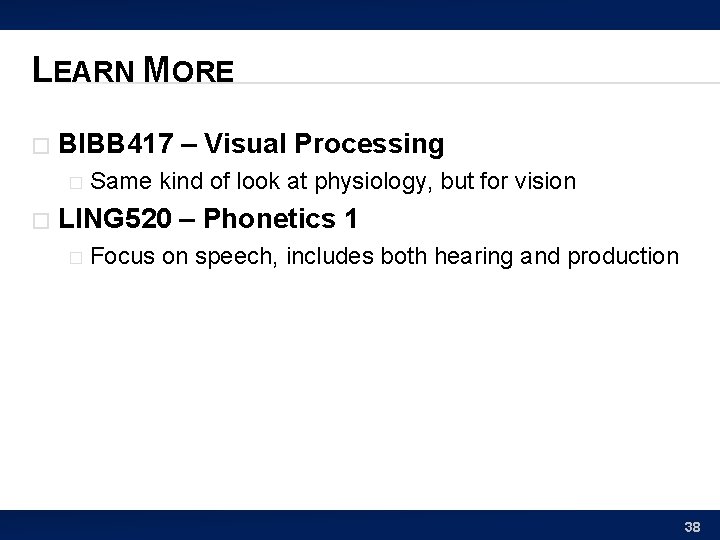 LEARN MORE � BIBB 417 – Visual Processing � � Same kind of look