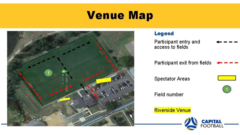 Venue Map Legend Participant entry and access to fields Participant exit from fields 1
