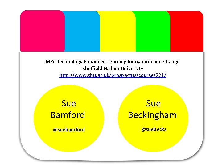 The Module MSc Technology Enhanced Learning Innovation and Change Sheffield Hallam University http: //www.