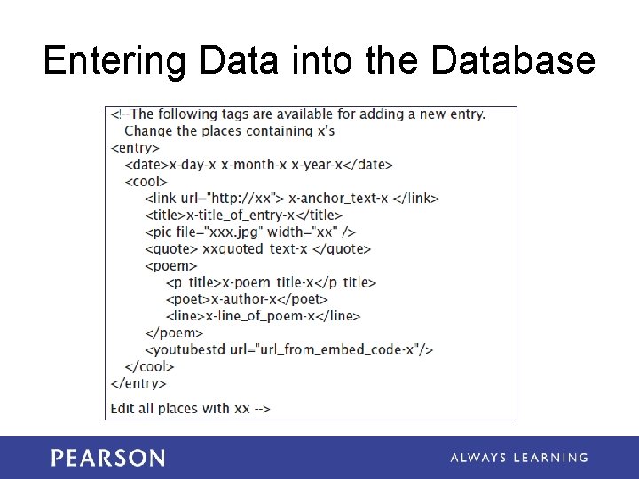 Entering Data into the Database Entering Data into the Database
