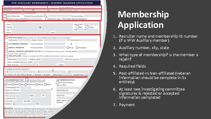 Membership Application 1. Recruiter name and membership ID number (if a VFW Auxiliary member)