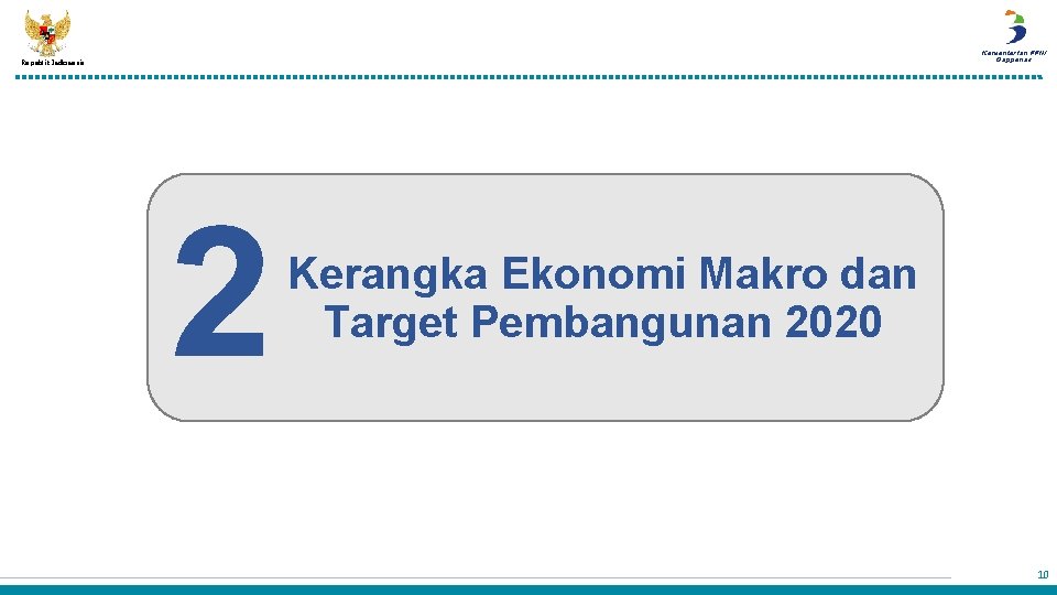 Kementerian PPN/ Bappenas Republik Indonesia 2 Kerangka Ekonomi Makro dan Target Pembangunan 2020 10